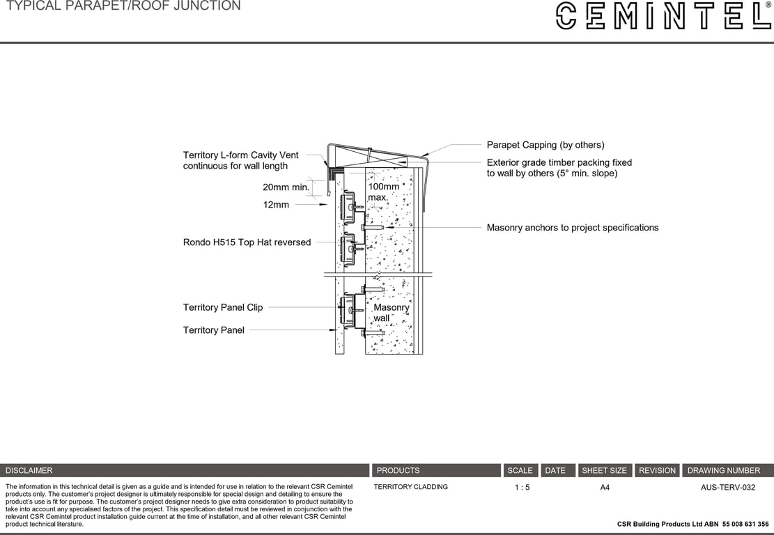 Navigate to AUS-TERV-032 - TYPICAL PARAPET-ROOF JUNCTION