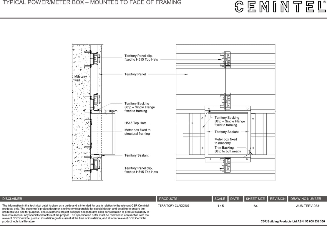 Navigate to AUS-TERV-033 - TYPICAL POWER-METER BOX – MOUNTED TO FACE OF FRAMING