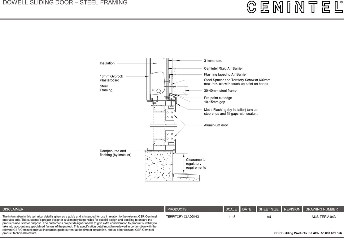 Navigate to AUS-TERV-043 - DOWELL SLIDING DOOR – STEEL FRAMING