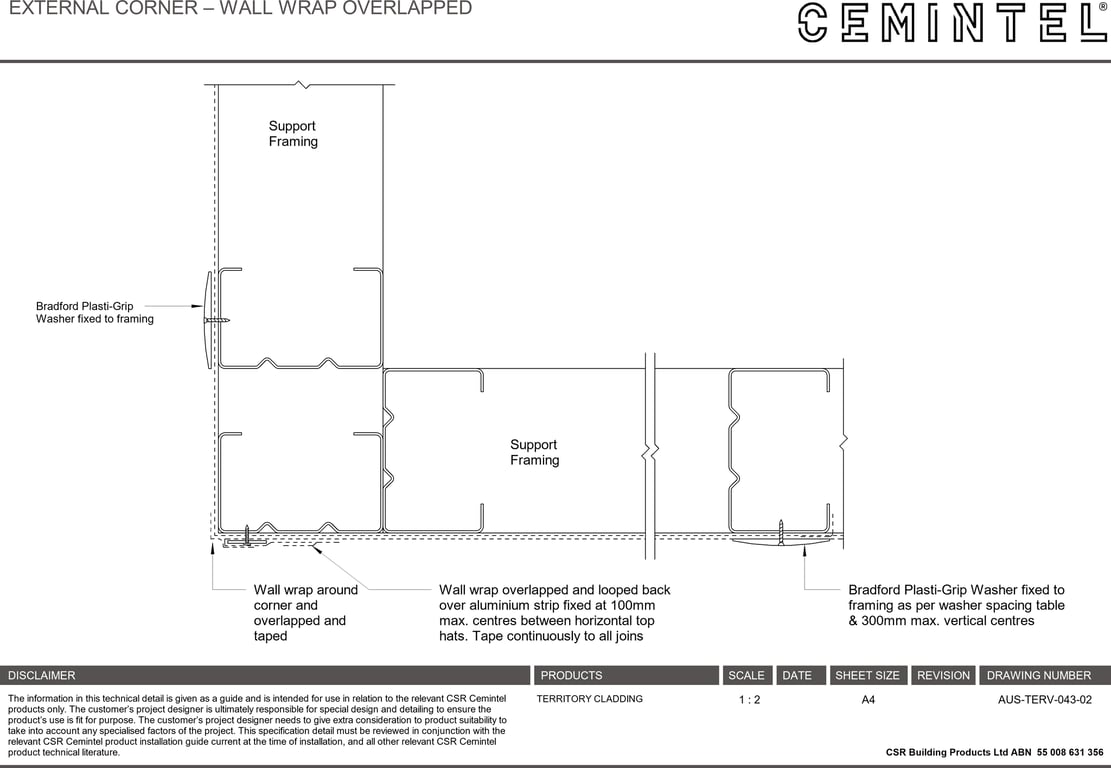 Navigate to AUS-TERV-043-02 - EXTERNAL CORNER – WALL WRAP OVERLAPPED