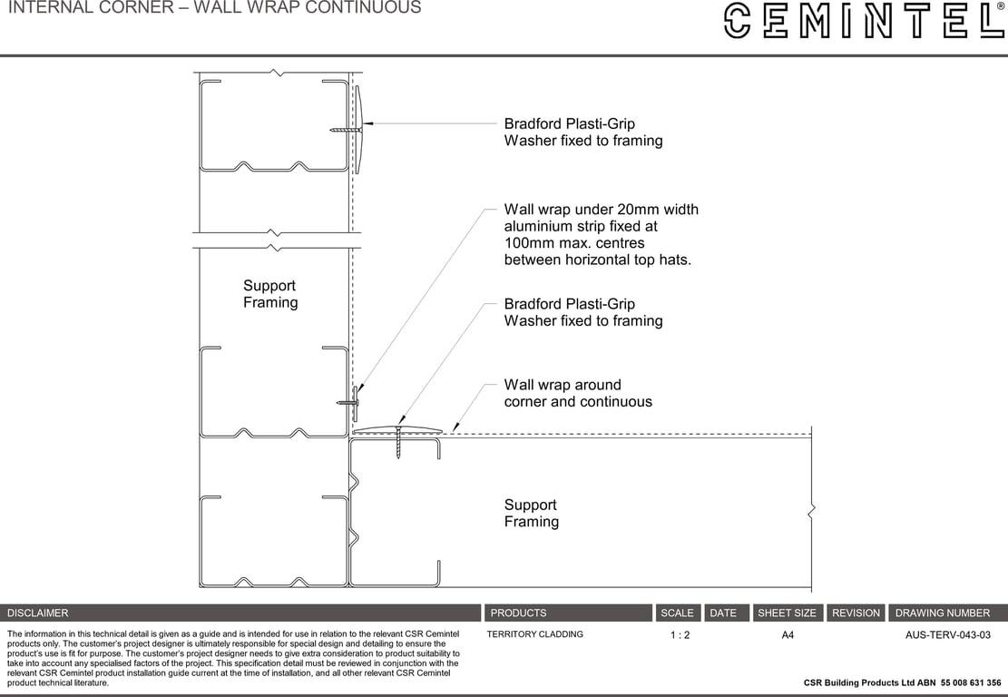 Navigate to AUS-TERV-043-03 - INTERNAL CORNER – WALL WRAP CONTINUOUS