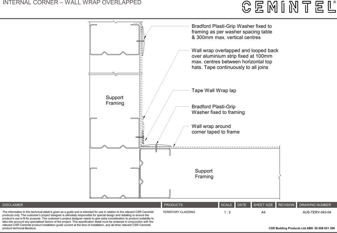 Navigate to AUS-TERV-043-04 - INTERNAL CORNER – WALL WRAP OVERLAPPED
