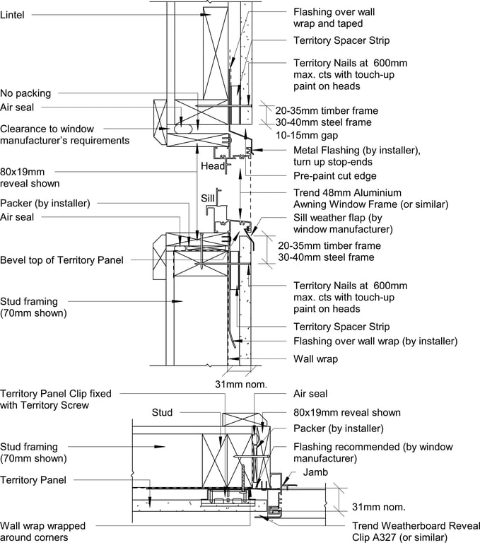 Navigate to Territory Horizontal - Trend 48mm Aluminium Awning Window with Weatherboard Reveal Clip A327