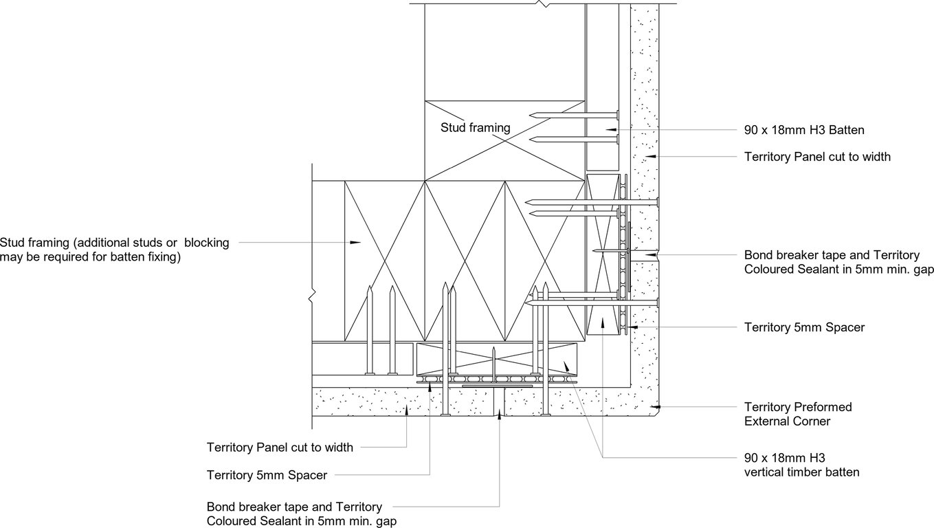 Navigate to Territory Internal - External Corner Detail – With Performed Corner – Plan View