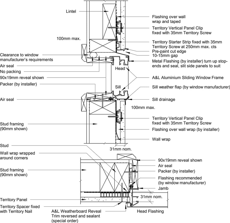 Navigate to Territory Vertical - A&L Aluminium Awning Window with Weatherboard Trim