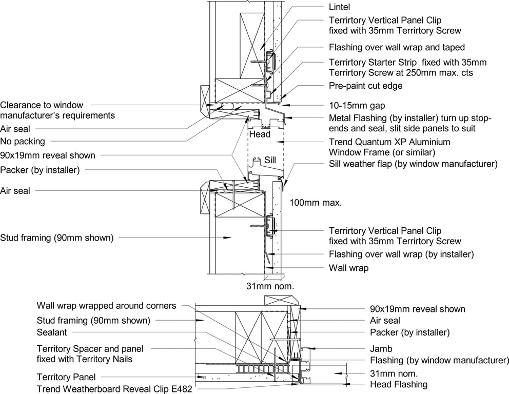 Navigate to Territory Vertical - Trend Quantum XP Aluminium Sliding Window with Weatherboard Reveal Clip E482