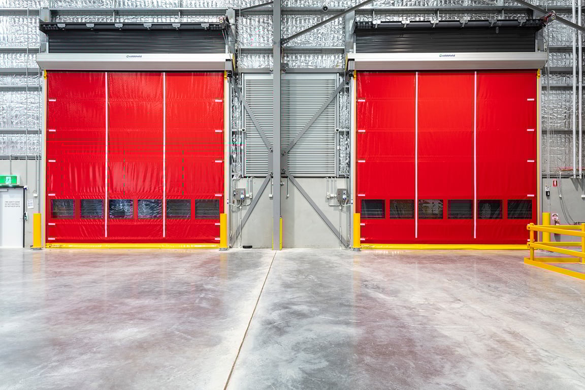 Coldshield_HS 65_warehouseinstall.jpg Image of Door Roller Coldshield Rapid HS65 ConcealedTrack