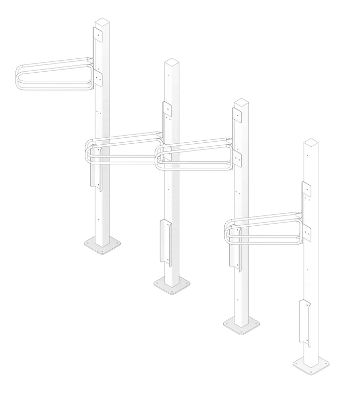 3D Documentation Image of Rack Bicycle Cora PostMounted Vertical Angled