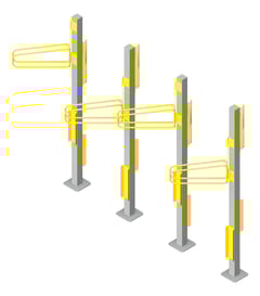 3D Presentation Image of Rack Bicycle Cora PostMounted Vertical Angled Double