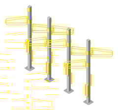 3D Presentation Image of Rack Bicycle Cora PostMounted Vertical Angled Dual