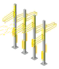 3D Presentation Image of Rack Bicycle Cora PostMounted Vertical Double
