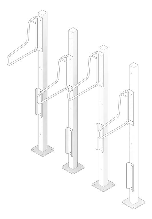 3D Documentation Image of Rack Bicycle Cora PostMounted Vertical Fenders