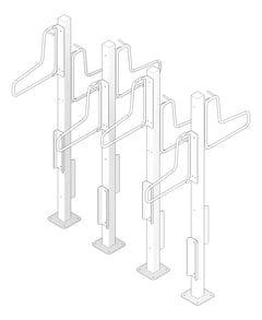 3D Documentation Image of Rack Bicycle Cora PostMounted Vertical Fenders Double