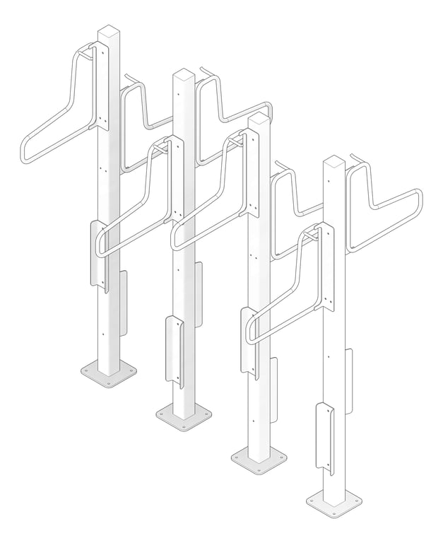 3D Documentation Image of Rack Bicycle Cora PostMounted Vertical Fenders Double