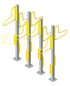 3D Presentation Image of Rack Bicycle Cora PostMounted Vertical Fenders Double