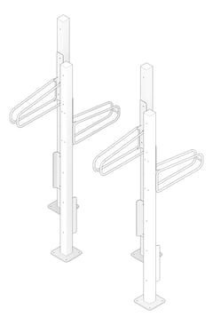 3D Documentation Image of Rack Bicycle Cora PostMounted Vertical Nested