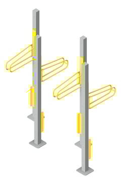 3D Presentation Image of Rack Bicycle Cora PostMounted Vertical Nested