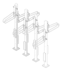 3D Documentation Image of Rack Bicycle Cora PostMounted Vertical Pivot Double