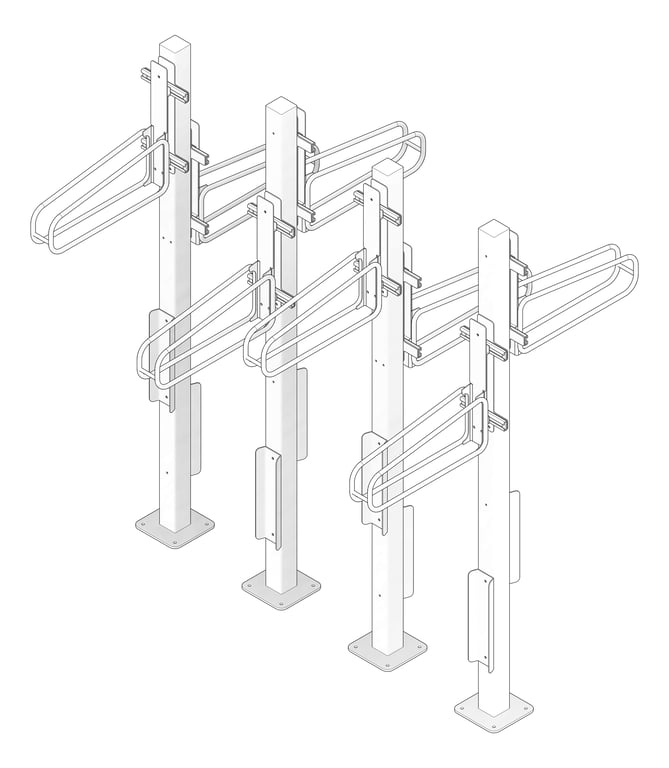 3D Documentation Image of Rack Bicycle Cora PostMounted Vertical Pivot Double