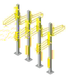 3D Presentation Image of Rack Bicycle Cora PostMounted Vertical Pivot Double