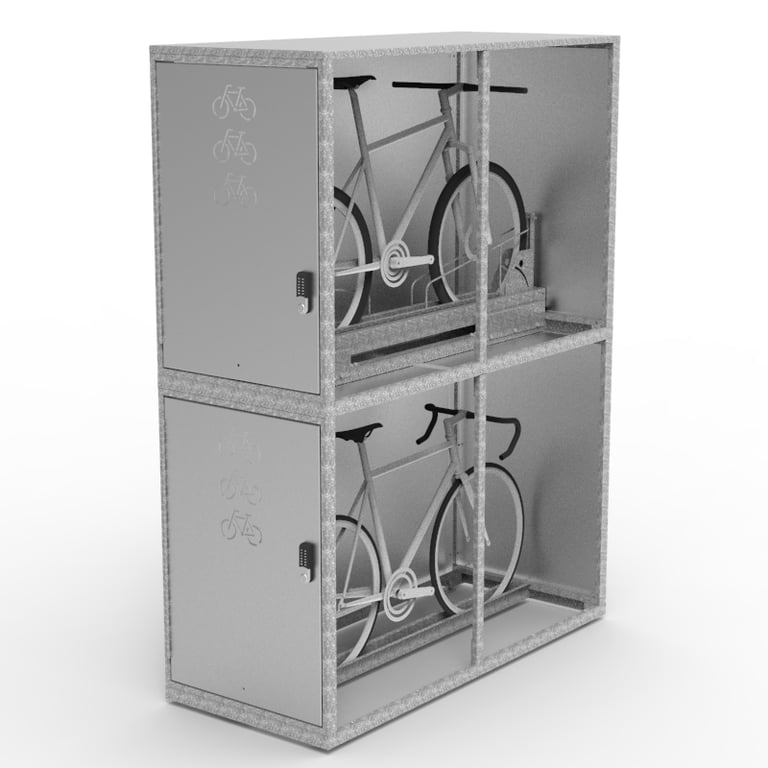 CBL-DT HD-HDG-GAL-PER-OPEN.png Image of Locker Bicycle Cora Double Stacked