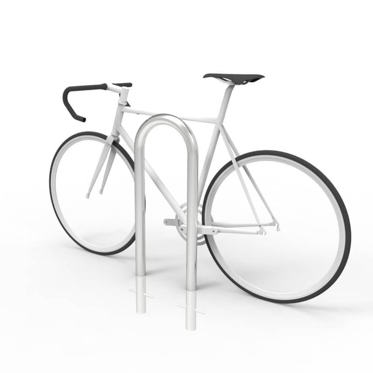 cbr3f-stainless-steel-bike-rail-with-bike-perspective.jpg Image of Rail Bicycle Cora Narrow