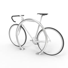 cbr4b-stainless-steel-bike-rail-with-bike-perspective.jpg Image of Rail Bicycle Cora Ring SurfaceMount