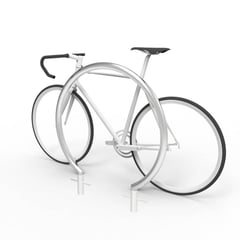 cbr4f-stainless-steel-bike-rail-with-bike-perspective.jpg Image of Rail Bicycle Cora Ring