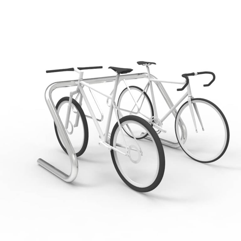 expo-1500-stainless-bike-rack-5-8-capacity-bikes-perspective.jpg Image of Rack Bicycle Cora Expo 8Bay DoubleSpaced