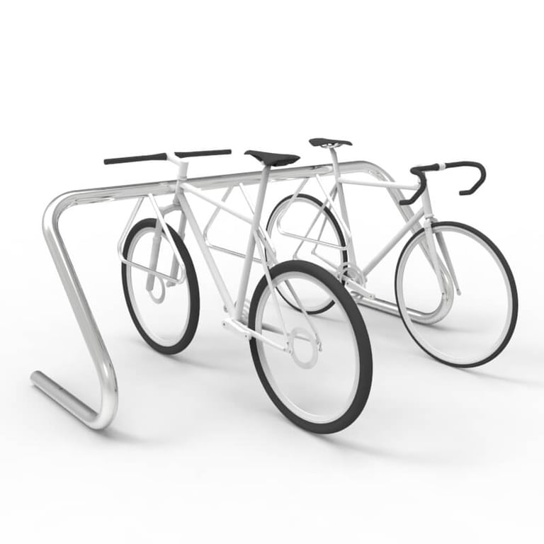 expo-2000-stainless-bike-rack-6-10-capacity-bikes-perspective.jpg Image of Rack Bicycle Cora Expo 10Bay DoubleSpaced