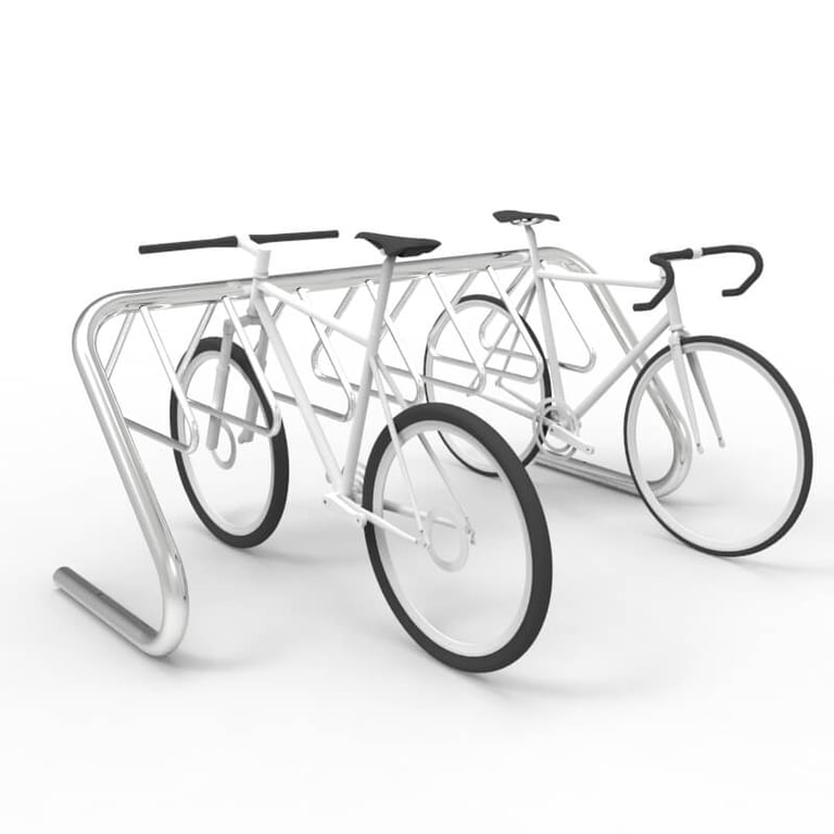 expo-7510-stainless-bike-rack-7-10-capacity-bikes-perspective.jpg Image of Rack Bicycle Cora Expo 10Bay