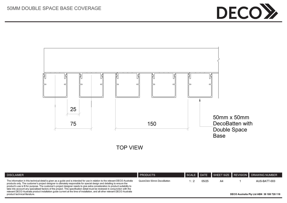 Navigate to AUS-BATT-003 - 50MM DOUBLE SPACE BASE COVERAGE