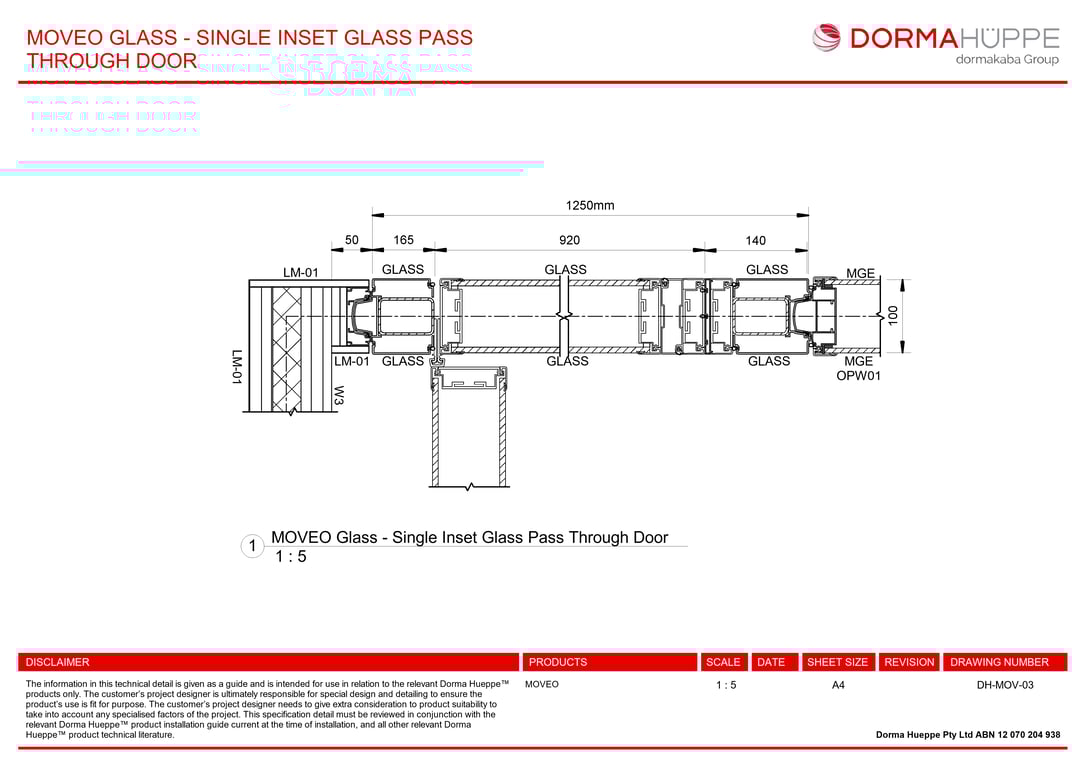 DH-MOV-03 - MOVEO GLASS - SINGLE INSET GLASS PASS THROUGH DOOR