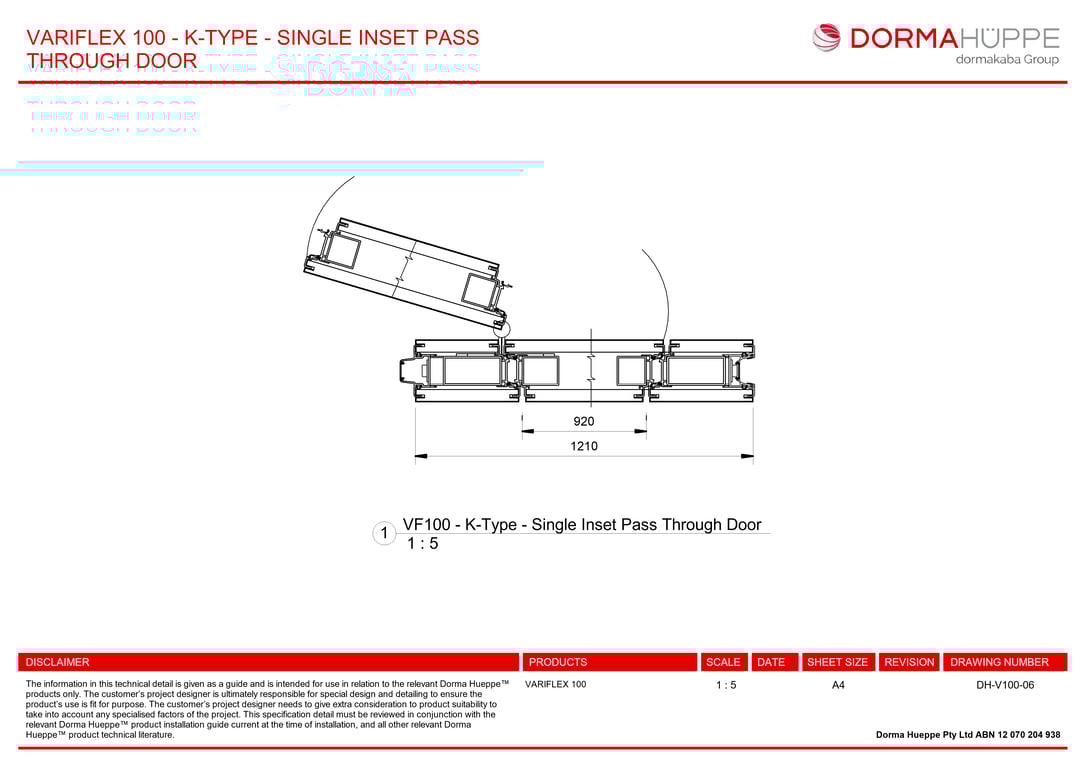 DH-V100-06 - VARIFLEX 100 - K-TYPE - SINGLE INSET PASS THROUGH DOOR