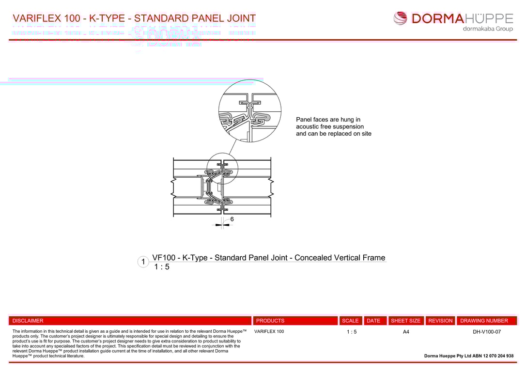 DH-V100-07 - VARIFLEX 100 - K-TYPE - STANDARD PANEL JOINT