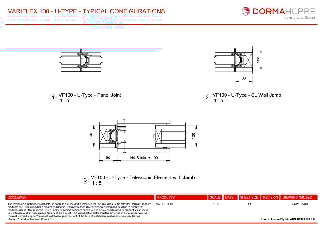 Navigate to DH-V100-08 - VARIFLEX 100 - U-TYPE - TYPICAL CONFIGURATIONS