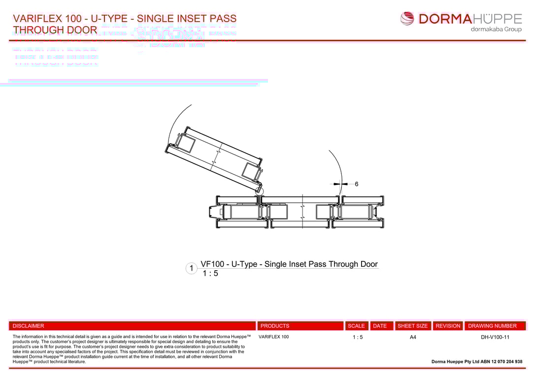 DH-V100-11 - VARIFLEX 100 - U-TYPE - SINGLE INSET PASS THROUGH DOOR