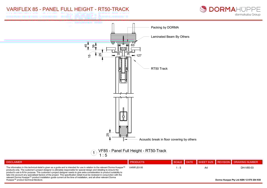 Navigate to DH-V85-03 - VARIFLEX 85 - PANEL FULL HEIGHT - RT50-TRACK