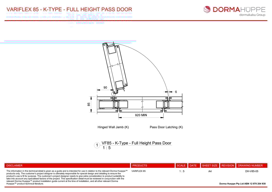 Navigate to DH-V85-05 - VARIFLEX 85 - K-TYPE - FULL HEIGHT PASS DOOR