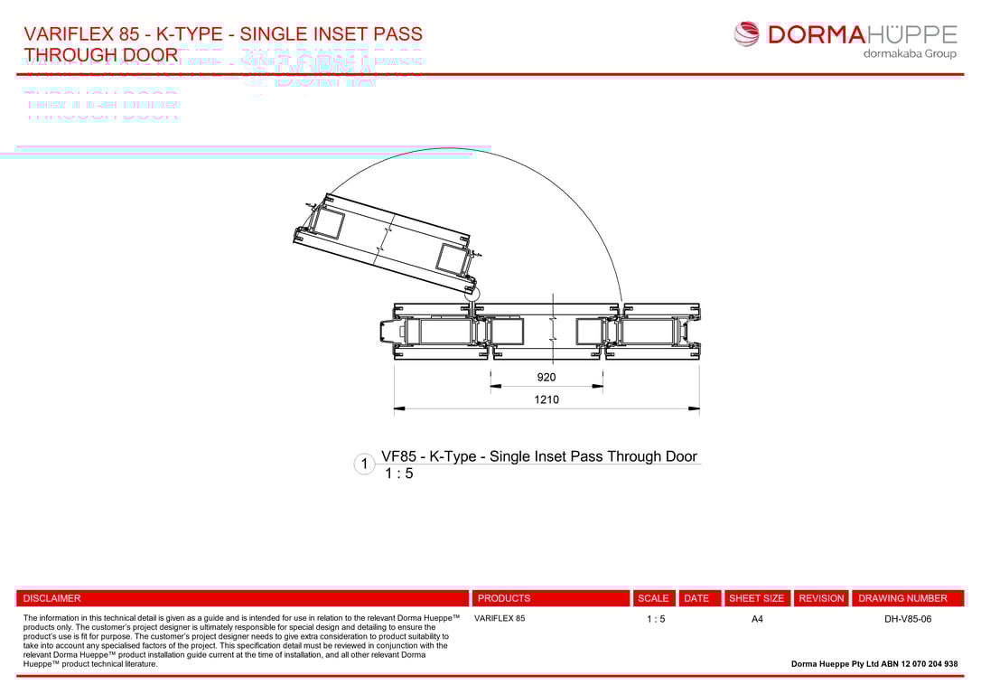 Navigate to DH-V85-06 - VARIFLEX 85 - K-TYPE - SINGLE INSET PASS THROUGH DOOR