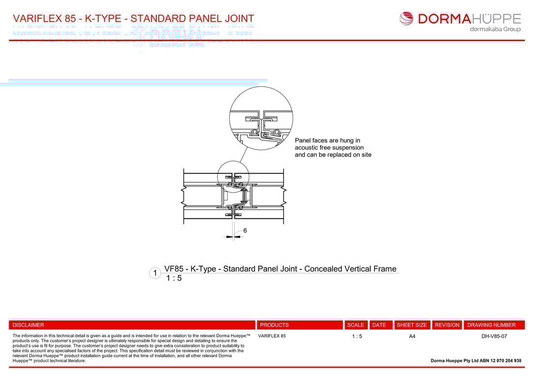 Navigate to DH-V85-07 - VARIFLEX 85 - K-TYPE - STANDARD PANEL JOINT