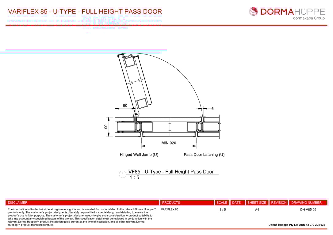 Navigate to DH-V85-09 - VARIFLEX 85 - U-TYPE - FULL HEIGHT PASS DOOR