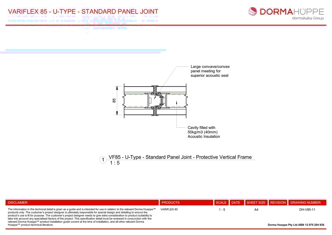 Navigate to DH-V85-11 - VARIFLEX 85 - U-TYPE - STANDARD PANEL JOINT