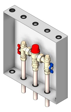 3D Shaded Image of Cabinet Wall Enware Aquablend BottomPipes TMV