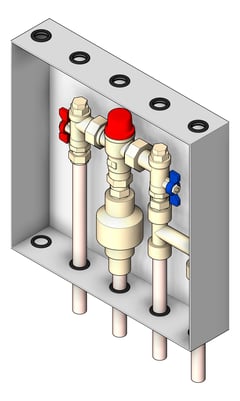 3D Shaded Image of Cabinet Wall Enware Aquablend BottomPipes TMV ColdBypass