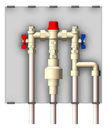 Front Image of Cabinet Wall Enware Aquablend BottomPipes TMV ColdBypass