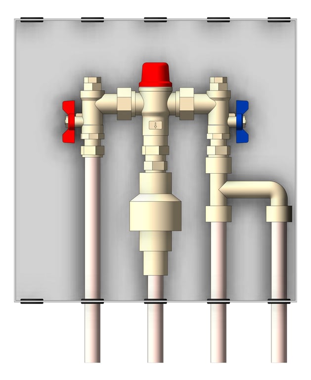 Front Image of Cabinet Wall Enware Aquablend BottomPipes TMV ColdBypass