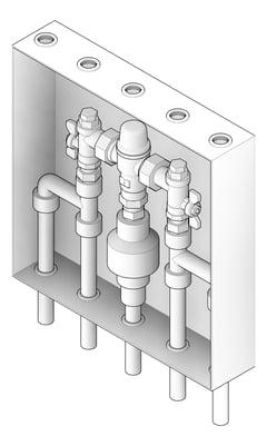 3D Documentation Image of Cabinet Wall Enware Aquablend BottomPipes TMV ColdHotBypass