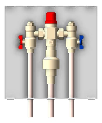 Front Image of Cabinet Wall Enware Aquablend Hinged StainlessSteel TMV ColdBypass