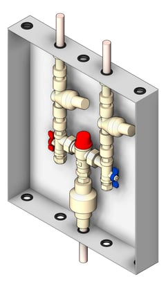 3D Shaded Image of Cabinet Wall Enware Aquablend TopAndBottomPipes TMV